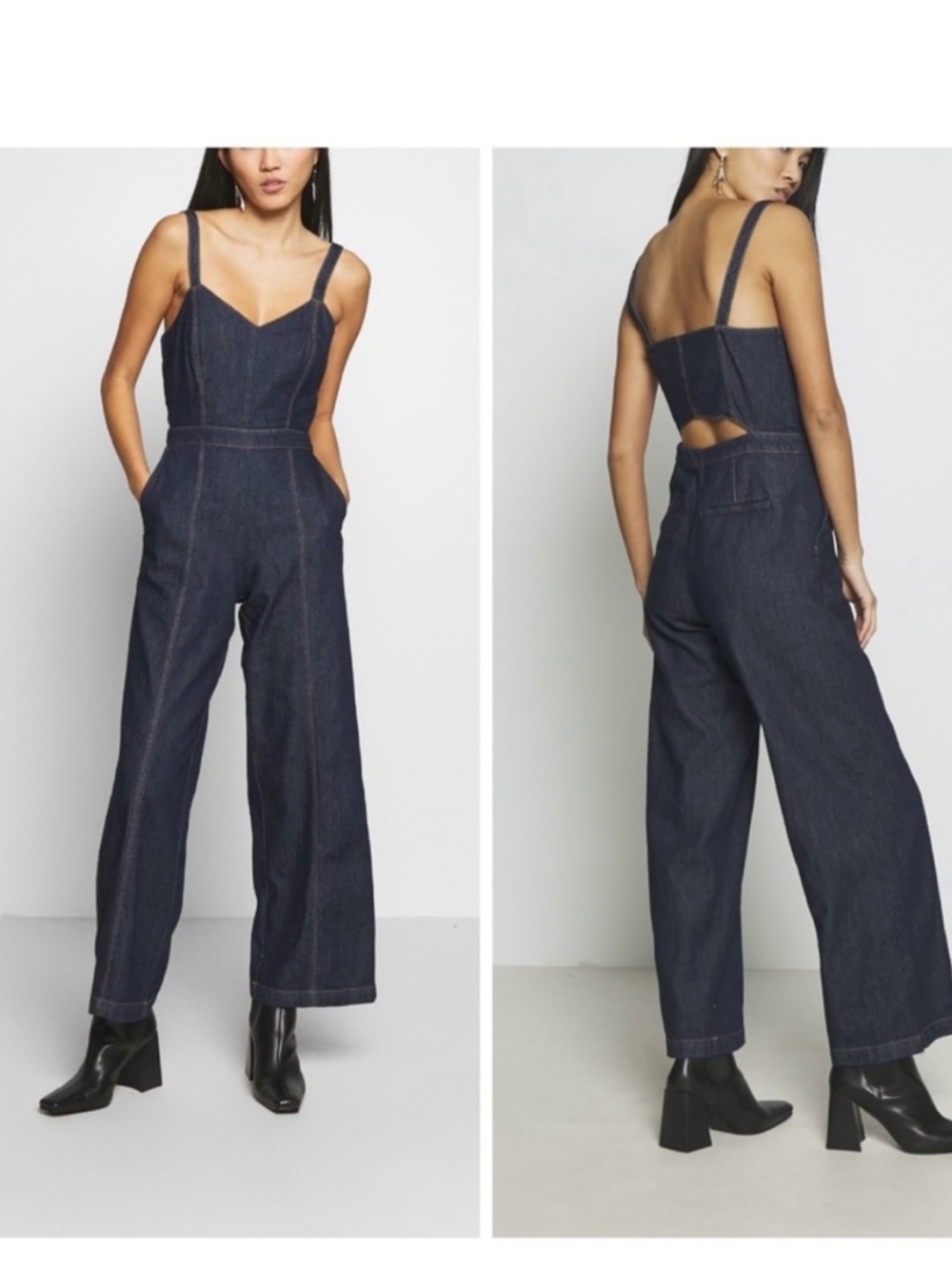 Banana Republic Dark Indigo Wide-Leg Denim Overalls